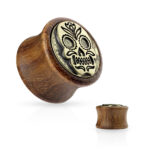 Wooden plug with antique gold top