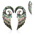 Pair of Organic Abalone Angel Wing Spiral Taper
