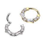 Girlish titanium hinged ring with zircon stones