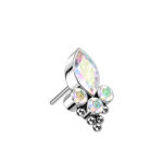 Titanium decorative end with multicolor gemstones